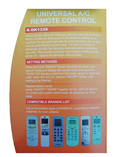 Image of LipiWorld K-DK1339 Universal AC Remote (Different Body Please Check Second Image) Compatible with Dai-kin AC Remote