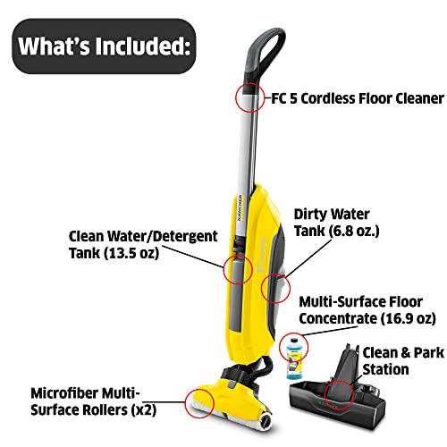 Kärcher - FC 5 Electric Mop & Sanitize Hard Floor Cleaner – Perfect for Laminate, Wood, Tile, LVT, Vinyl, & Stone Flooring - Cordless