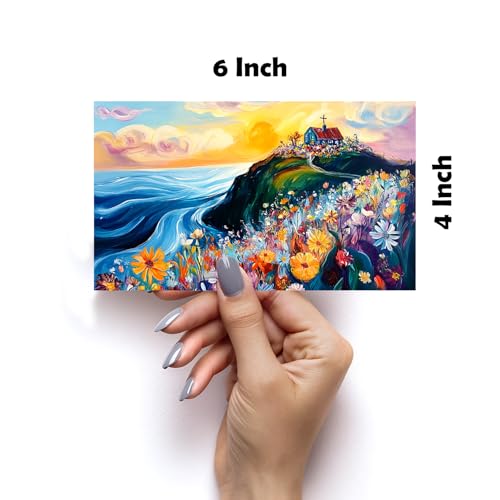 Image of SiddArtify Scenic Landscape Wall Art Prints Set - Impressionist House Poster Decor for Living Room Bedroom Office - Set of 2-4x6 Inch - Board (Pack of 6) - Sticker (Pack of 6)
