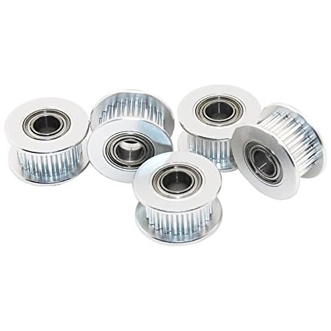 Redrex 5Pcs 20 Teeth 5mm Bore GT2 Timing Idler Pulley for 3D Printer 6mm Width Timing Belt Cover