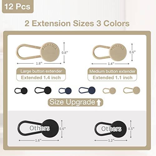 Richluck Jeans Button Extender, 12Pcs Button Extenders For Pants For Women Men, Pant Waist Extenders, Instant Waistband Extension No Need Sewing- 3 Colors #TOP1