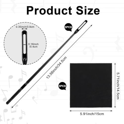image for Ptwola 3 Pcs Flute Cleaning Kit Flute Clean Rod and Cloth Wind Instrum