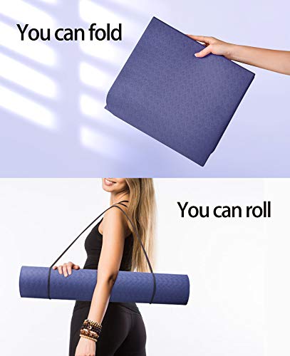 41GkL8Bf4iL Foldable Eco Friendly TPE Yoga Mat Folding Travel Fitness Exercise Mat Double Sided Non-slip for All Types of Yoga… - Image 4