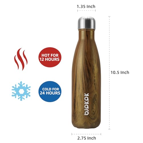 Image of BJPKPK Teakwood Graphics Stainless Steel Metal Double Wall Insulated Water Bottle 17 oz Cola Shape Sports Travel Cold Thermal Water Bottles
