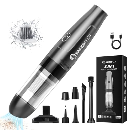 SakerPlus Car Vacuum - High Power, Cordless, Brushless Mint Vacuum w/ TypeC Charge, Mini, Handheld, Portable