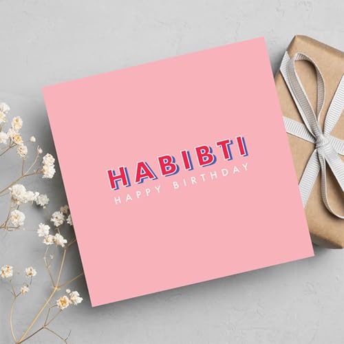 Share the Love Happy Birthday Habibti Card – Unique Arabic, Sweet Birthday Greeting Card w/Premium Quality Paper, Gifting Envelope | Wishing Cards and Supplies
