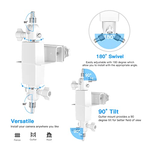 HOLACA 2-in-1 Gutter Mount Compatible with R-ing Stick Up Cam/Pro, Spotlight Cam Plus/Pro, Eufy, Arlo Security Camera, for any Camera & Solar Panel with a 1/4" Threaded, White - Image 2