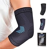 Lexniush Tennisarm Bandage für Damen/Herren - Kompression Ellenbogenbandage für Tennisarm, Golferarm, Sport, Gym - Ellenbogen Bandage Rechts/Links für Arthritis, Sehnenentzündung, Grau Blau, M