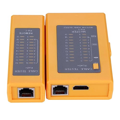 Cable Tester, 8Ma Cable Tester, Yellow Rj45 Handheld Tester for Continuity, Open, Shorted and Crossed Wire Pairs