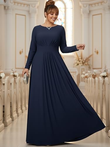 Image of KOH KOH Womens Long Sleeve Flowy Empire Waist Fall Winter Maxi Dress Gown