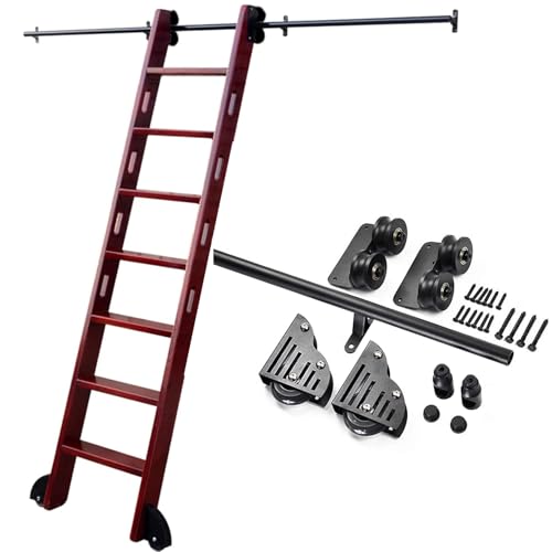 GLFNB Kit de herrajes metálicos para Puertas corredizas de Granero, riel de Escalera móvil de Acero al Carbono de Tubo Redondo de 100-732 cm para Loft, Oficina, Armario (Kit de riel de 122 cm)
