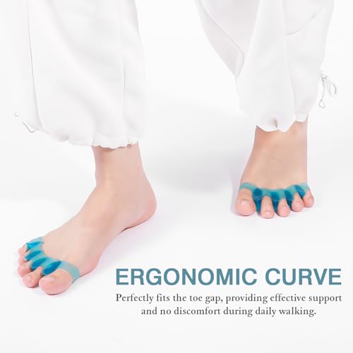 2Pcs Toe Spacers for Women and Men, Toe Separators for Pedicure, Bunion Corrector, Hammer Toe Straightener, Plantar Fasciitis, Toe Spreaders for Foot Pain Relief and Foot Health. (Blue)