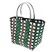 Luxshiny Einkaufskorb Flechtkorb Kunststoff geflochten Einkaufstasche Shopper Korbtasche Tragetasche mit Griffen Shoppertasche Strandkorb für Snack Spielzeug Wäsche Picknick Rot Weiß Grün