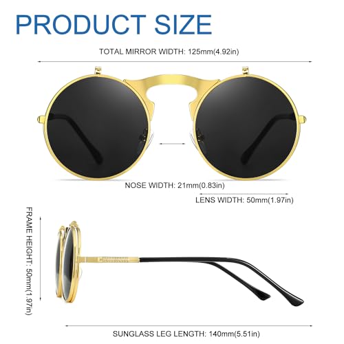 Round Flip Up Sunglasses – Small Flip-Up Shades with Double Lenses -Cool Glasses for Raves and 90s Vibes3