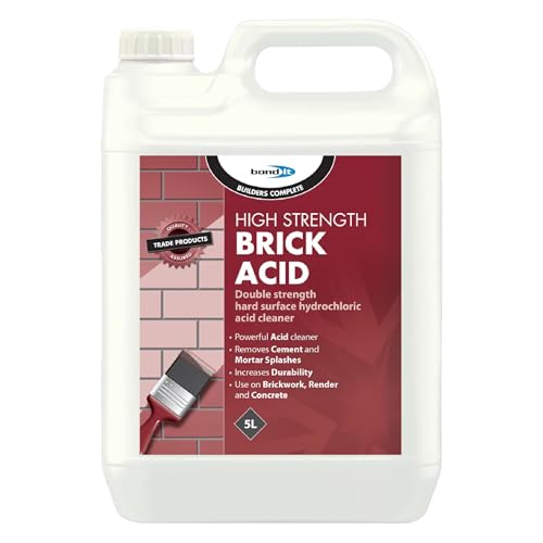 5L BOND-IT High Strength Brick Acid Cleaner CONCRETE MORTAR PATIO OIL Light 6% Hydrochloric Acid Remove Oil Stains And Grease From Tiles Paving and Brickwork & Patio Cleaner