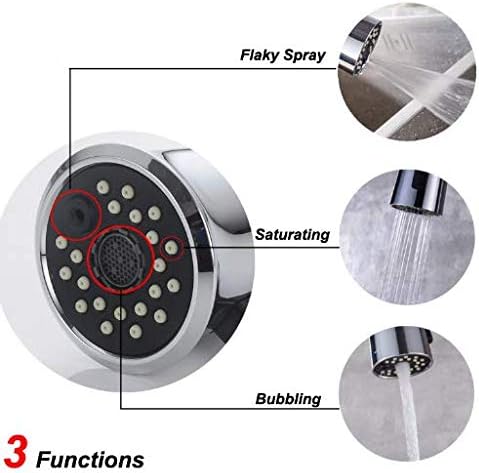 Kitchen Sink Faucet Head 3-Function Pull-out Spray Head for Bathroom Kitchen Faucet Replacement Part G1/2 Connections, Polished Chrome (1)