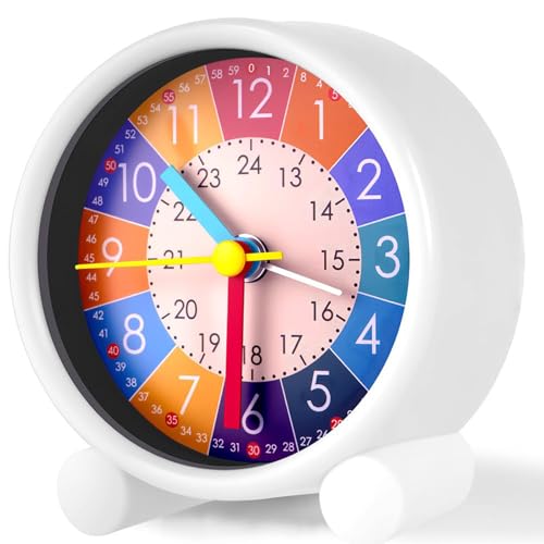 OSDUE Analog Wecker Kinder ohne Ticken,Kinderwecker für Schulanfänger Lautloser Lernwecker Analog Wecker für Jungen und Mädchen...