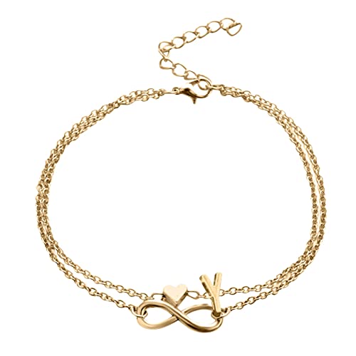 BABESA Braceletï¼Braceletsï¼Banglesï¼Initials for Men Letter Link Handmade Natural Black Onyx Tiger Eye Stone Beads Braided Rope Meaningful (K)