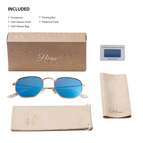 Image of Hipster Hexagonal Polarized Sunglasses Men Women Geometric Square Small Vintage Metal Frame Retro Shade Glasses