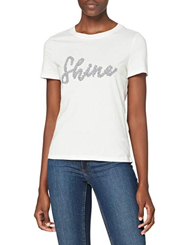 Vero Moda Vmalanafrancis SS Top Box Jrs Ga Camiseta, Blancanieves/Imprimir: Brillo, XS para Mujer