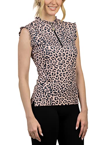 Kastel Denmark Women's Sleeveless Ruffle Tank | 1/4 Zip Athletic Tops | UPF 30+ Protection3