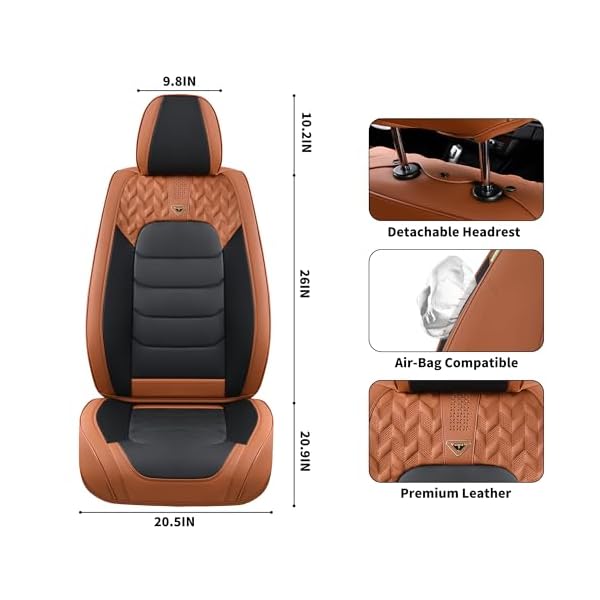 FLORICH Seat Cover for Cars, Front&Rear Seat Covers, Waterproof Automotive Car Seat Covers, Brown Car Seat Cushion Accessories for Most Car Interior Covers Sedan Truck SUV(Brown&Black, Full Set) - Image 6