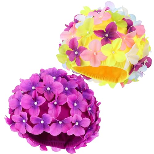 FAVOMOTO 2 tappi da bagno per nuotatore da donna manuale strass floreale petalo stile retrò nuotare tappi tappi da bagno per nuotatori donne fiore fiore fiore cappello cappello