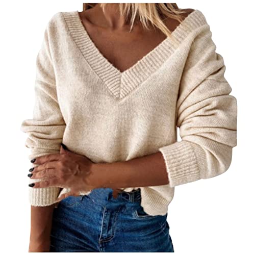 NP Cashmere Sweater Casual Bottom Feminino Manga Feminina, Bege, XX-Large