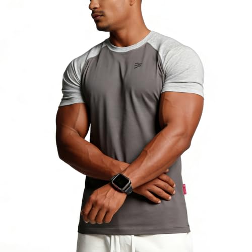Image of Casual Short Sleeve Crew Neck Classic Wicking Breathable Fitness Muscle Athletic T Shirts Mens