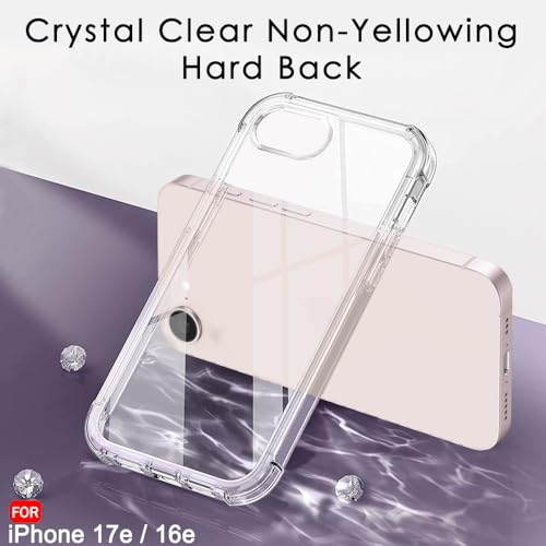 Image of TheGiftKart for iPhone 16e / iPhone 17e Case, Shockproof Clear Back Cover, Raised Bumps for Camera & Screen Protection, 360 Degree Protection Design Back Cover Case (PC & TPU, Transparent)