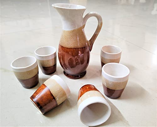 KARARI Ceramic Kids Toys (6 Glass with Unique Tea Pot) Children DIY Kitchen Set for Kids Tea Set Tea Party Teapot Play Set Girls Kitchen Toy(for Kids ONLY)