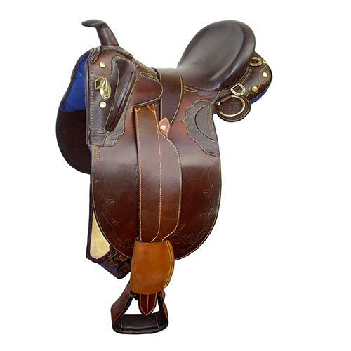 Leather Australian Stock Horse Saddle English Collection Youth Stockman Bush Rider, with Horn Over Girth Under Girth Equestrian Outrider Poly Outback Poley, LS10