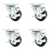 Phenolic Swivel Top Plate Caster Set of 4 with 3 Inch Black Wheels - Includes 4 Swivel with Top Lock Brakes - 1200 lbs. Total Capacity - Service Caster Brand