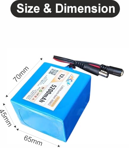 Image of HKN 12V 5200mAh Rechargeable Lithium-ion Battery Pack with DC 5.5mm Male & Female Connector | Built-in BMS | use in Mini ups CCTV, LED Lights, Wi-Fi Router, DIY Projects