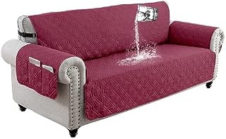 DSECHCRSL Sofa Cover 3 Seater, 100% Waterproof and Non-Slip Sofa Protectors Slipcover with 6 Side Pocket, 3 Seats Couch Covers with Adjustable Elastic Strap for Kids, Dogs, Easy To Clean,Grey