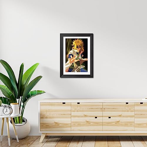 Image of TenorArts Minato Photo Frame Naruto Anime Laminated Poster Framed Painting with Matt Finish Black Textures (12inches x 9inches)