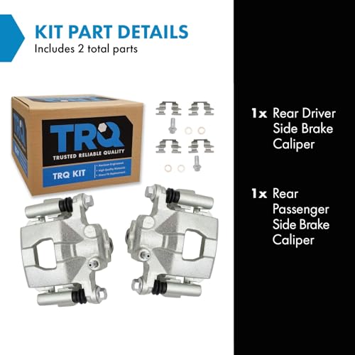 Image of TRQ Rear Driver and Passenger Side Brake Caliper Set Caliper Brackets Hardware Compatible with 02-22 Nissan Altima 03-22 Nissan Maxima