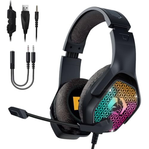 EMPIRE GAMING - H-3 Gamer RGB - do PS5, PS4, Xbox, Switch, PC, Mac, smartfonów, tabletów - Pilot - Dźwięk stereo o wysokiej rozdzielczości - Elastyczny mikrofon - czarny