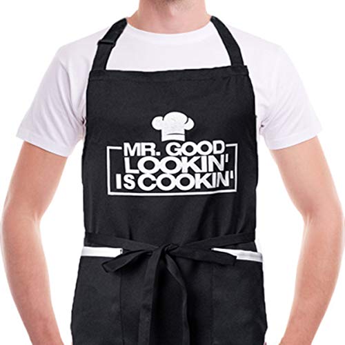 BOHARERS Grill Apron for Men - Funny Apron with 2 Pockets BBQ Apron Grilling Apron Cooking Kitchen Apron for Dad Father