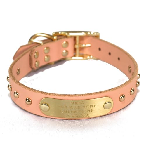 Copper Leaf Leather Handmade Studded Bridle Leather Dog Collar cover