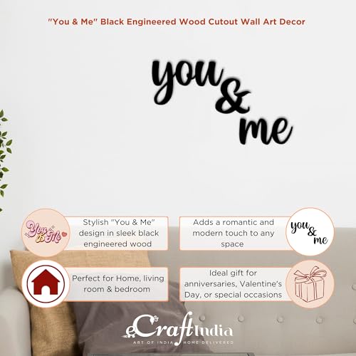 Image of eCraftIndia You & Me Wooden Wall Decor for Living Room Bedroom | Home Wall Decor Items | Wall Art for Home Decor | Valentine Gift for Girlfriend Boyfriend Husband Wife Her Him | Valentine Decoration