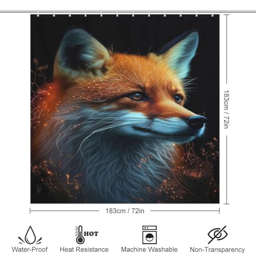 Rideau de douche renard en polyester imperméable 183x183 cm avec 12 crochets
