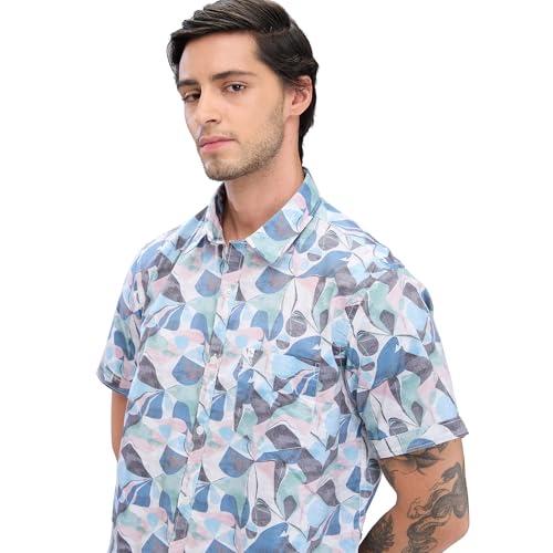 Image of Spykar Men's Slim Fit N /A Half Sleeve Printed Casual Shirts