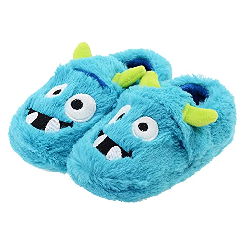Vlly Boys Slippers Monster Slippers For Kids Warm Comfy Cute Upper House Bedroom Shoes With Hook And Loop Blue Monster Size Toddler 5 M Us #TOP27