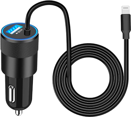 [Apple MFi�F��] iPhone �ԍڏ[�d�� 4.8A ������ �ԍڏ[�d�� �V�K���b�g���C�^�[ USB�J�[�A�_�v�^�[ 6�t�B�[�g�̃��C�g�j���O�P�[�u������ Apple iPhone 14/13/12/11/XS/XR/X/8/SE/iPad�p