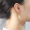 Egyptian Ankh Cross Pendant Earrings Stainless Steel Dangle Hoop Earrings Key of Life Amulet Classic Cross Jewelry for Women Men (gold) #1