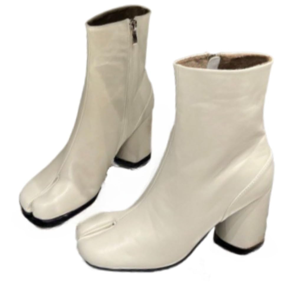 Tabi Boots Women Ankle Boots Low Heel Block Heels Booties - Low Top Split Toe Shoes Cute Casual
