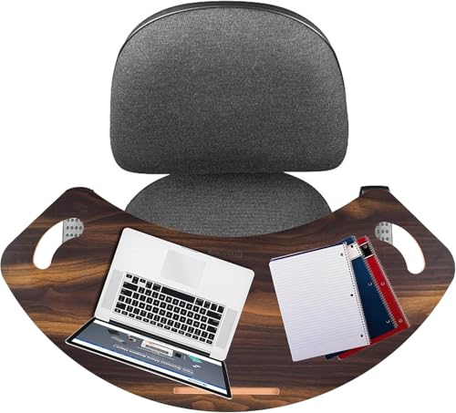 Image of Vruta Wood Curved Lap Desk Use on Chair & Bed as Study Pad or Writing Pad Table Tray with Handles for Laptop Multipurpose Board Both Side Pre Laminated Wooden (Made in India) (Brown), 780 x 8 Mm
