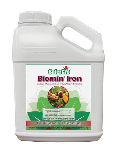 SaferGro Biomin® Iron, Organic Liquid Fertilizer, Complexed Iron for Iron Deficiency or Supplement, Soil and Foliar Application, 1 Gallon