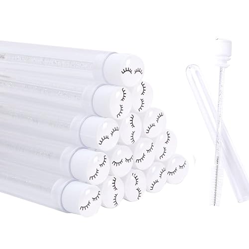 Miniatura 10 de 60 piezas de pinceles desechables de pestañas negras con patrón de pestañas de diamante, carretes de maquillaje, varita de rímel en tubo sanitario,